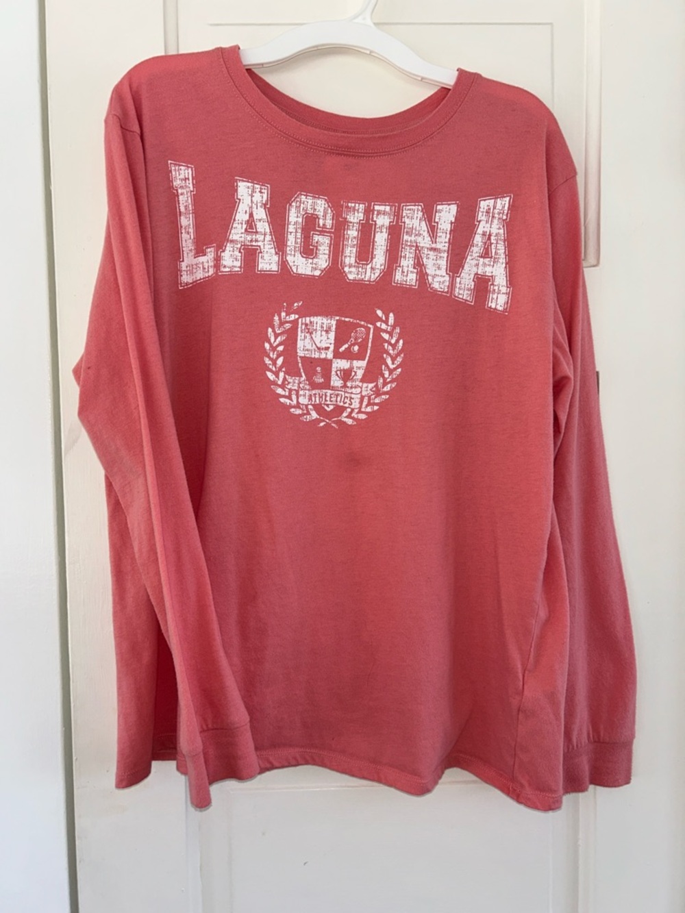 art class Coral-Red Crew Neck Tee with White Logo